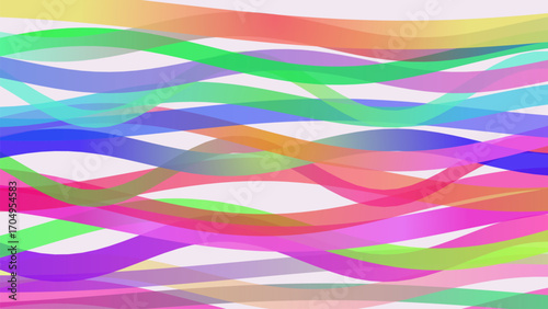 Abstract rainbow waves overlaying a white background with soft pastel colors