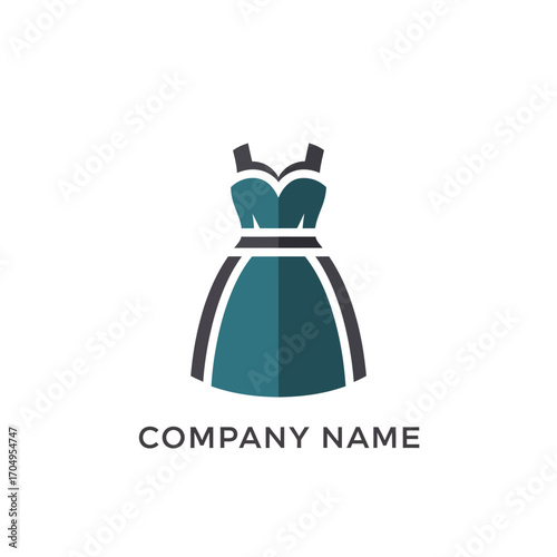 Elegant Teal Dress Logo Design for Fashion Brand.