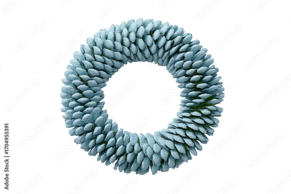 Obraz premium Blue pinecone wreath isolated on transparent background