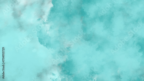 A soft turquoise background with a light, cloud-like, and textured appearance.
