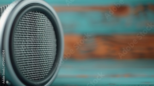 A close-up of a siren speaker vibrating with the intensity of the sound.