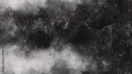 Black and white abstract background with a textured, smoky or cloudy pattern.