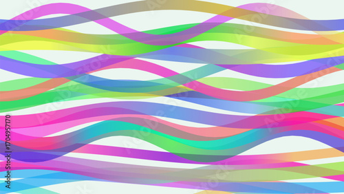 Abstract colorful wavy brush strokes on white background vibrant watercolor texture