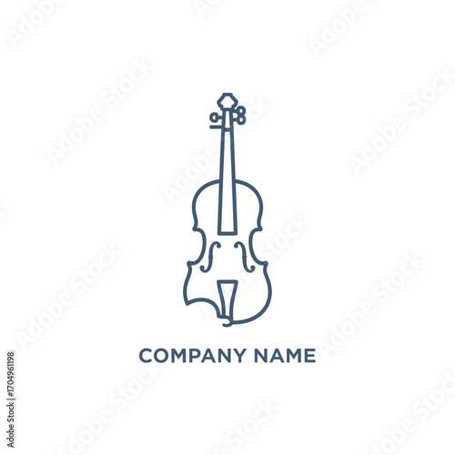 Line drawing of a violin, musical instrument, stringed instrument, elegant design, simple illustration.
