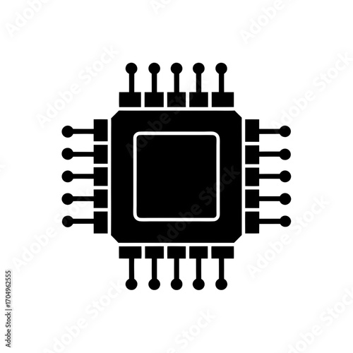 Central processing unit cpu on transparent background silhouette