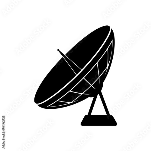 Satellite dish in black art on transparent background silhouette