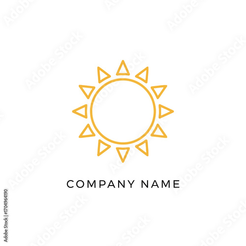Minimalist Sun Logo Design with Geometric Rays for Company Branding.