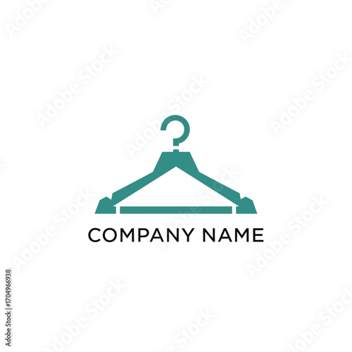 Modern minimalist hanger logo vector illustration for a fashion brand.