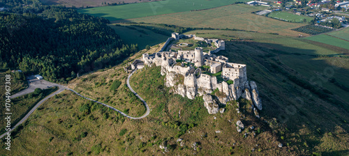 Aerial view of The ruins of Spis Castle. Unesco World Heritage Site. Spisske Podhradie. Slovakia.