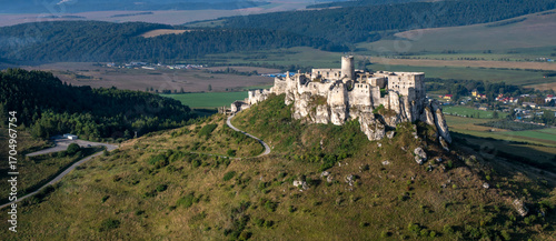 Картината върху платно Aerial view of The ruins of Spis Castle