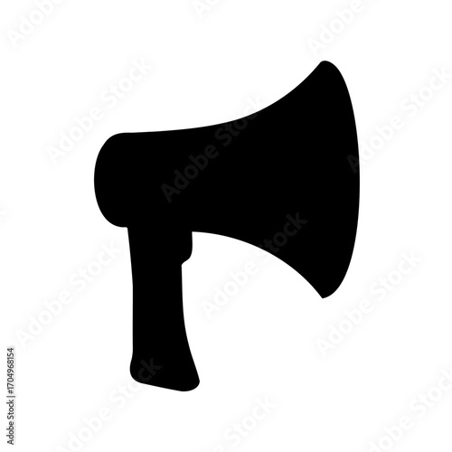 Isolated black silhouette illustration of a megaphone on a white background