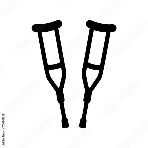 Black silhouette of crutches to assist people with injuries to walk