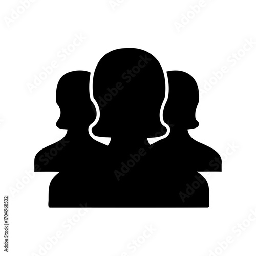 Black silhouette of three anonymous women figures standing together in solidarity