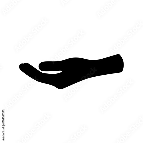Silhouette of a Hand in Receiving Gesture on White Background Art