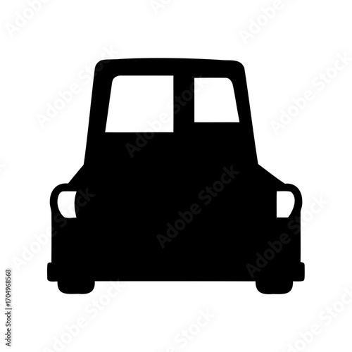 Stylized Vehicle Silhouette with Retro Aesthetics and Simple Graphic Design Elements