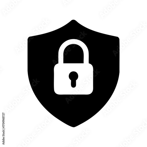 Security shield emblem with padlock icon, representing data protection and safety