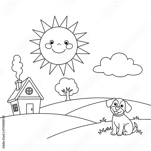 simple coloring page of a dog