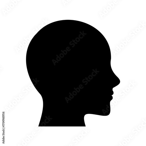 Silhouette of human head in profile representing thoughts, identity, and personality