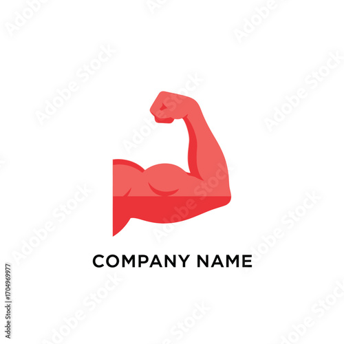 Red Bicep Muscle Logo for Fitness and Strength Training.