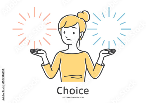 どちらかを選ぶ若い女性のイラスト素材