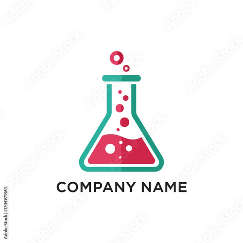 Science experiment in flask logo design.