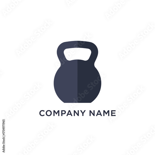 Simple flat design kettlebell logo for a fitness company.