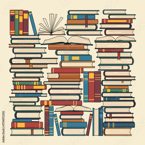 A vast collection of classic literature and modern novels neatly stacked for readers.