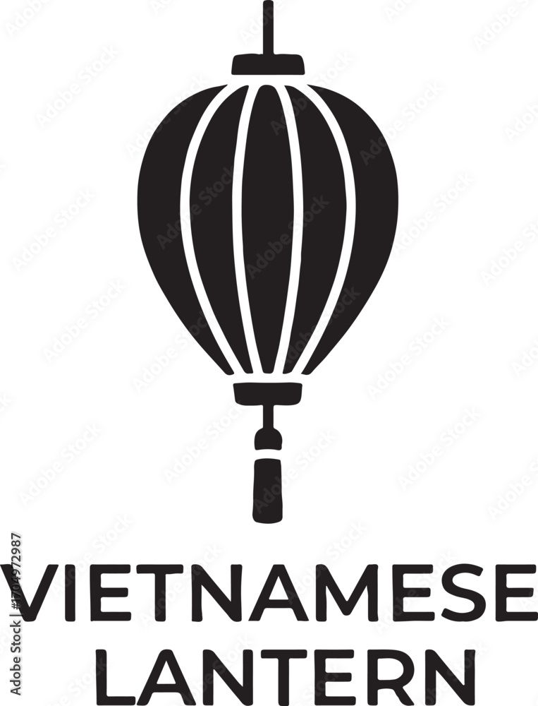 Fototapeta premium Silhouette vector of a Vietnamese lantern, perfect for festival, culture, and decorative designs.
