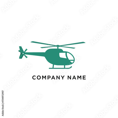 Simple green helicopter silhouette logo design for a company.