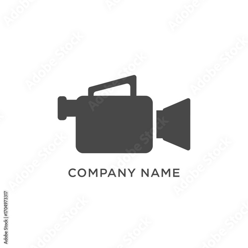 Simple video camera icon for film production or media company logo.