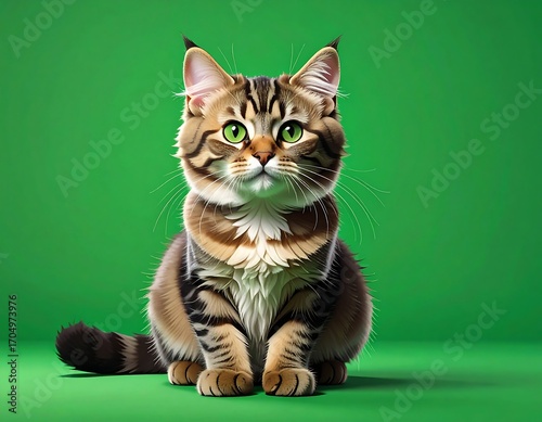 Digital rendering of a fluffy cat
