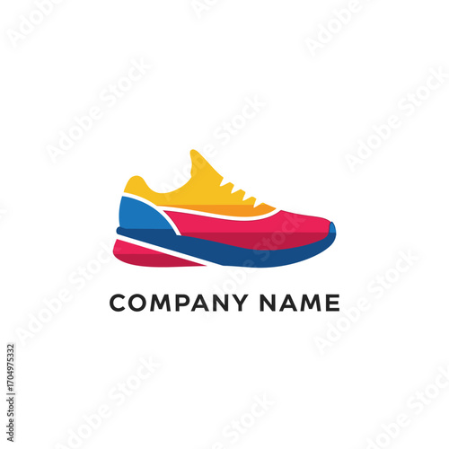 Vibrant Athletic Shoe Logo Design Vector Illustration.