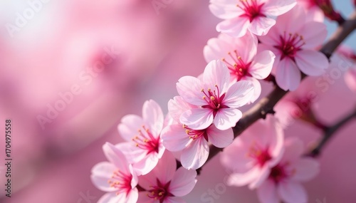 Delicate pink sakura blossoms in full bloom, arranged in a repeating pattern , blossom, flower