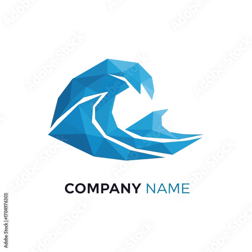 Abstract Blue Wave Logo Design.