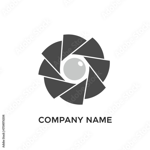 Abstract Camera Lens Aperture Logo Design for Photography Business.