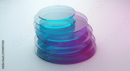 Wallpaper Mural Stack of Transparent Acrylic Discs with Gradient Lighting. Torontodigital.ca