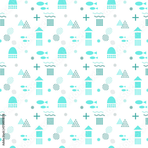 Seamless Ocean Pattern Background (Aquamarine)