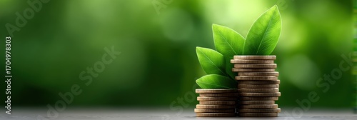 money growth concept with green, market, interest