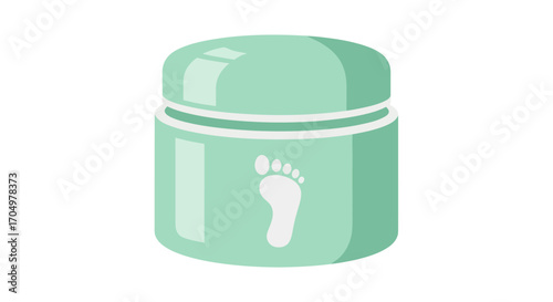 Green Jar of Foot Cream with Footprint Icon.