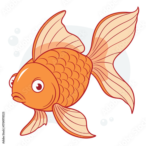 Vector art of cute cartoon goldfish swimming