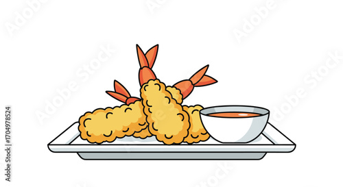 Delicious golden fried shrimp tempura with dipping sauce.