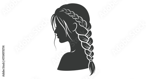 Elegant silhouette of a woman with a beautiful braided hairstyle.