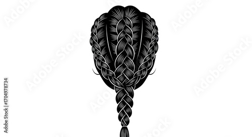 Detailed Digital Illustration of an Intricate Braided Hairstyle on White.