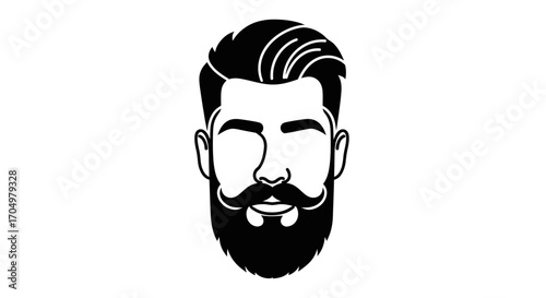 Stylish Bearded Man Head Vector Illustration Icon.