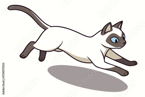 Vector art of cute cartoon siamese cat running