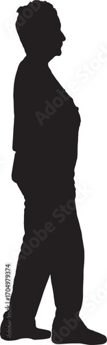 vector,silhouette of a senior woman walking