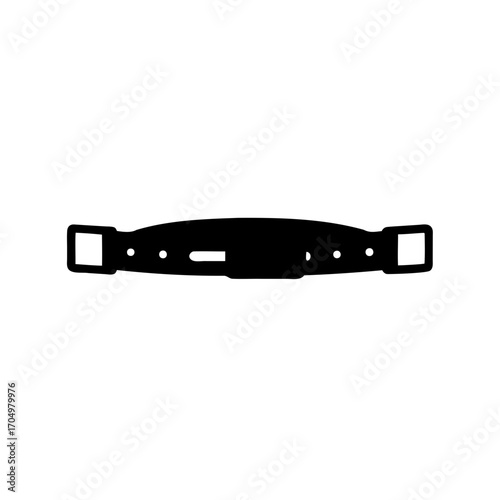 Black Silhouette of a Leather Belt with Square Buckles and Holes Design