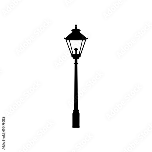 Silhouette of street lamp on transparent background