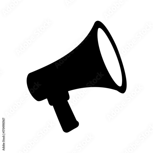 Black and White Megaphone Icon Symbol on a White Background Illustration