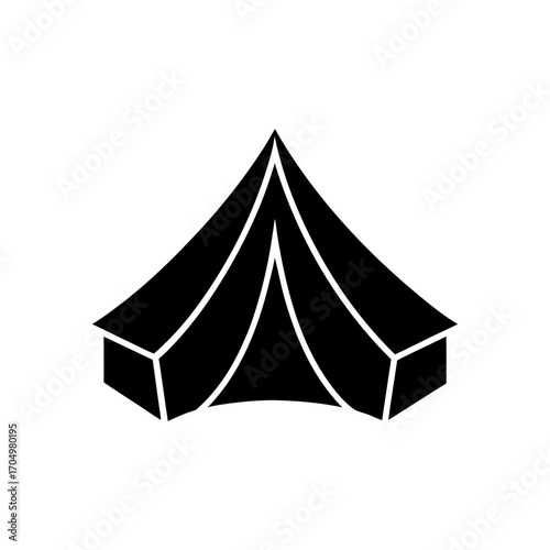 Simple camping tent icon on transparent background silhouette